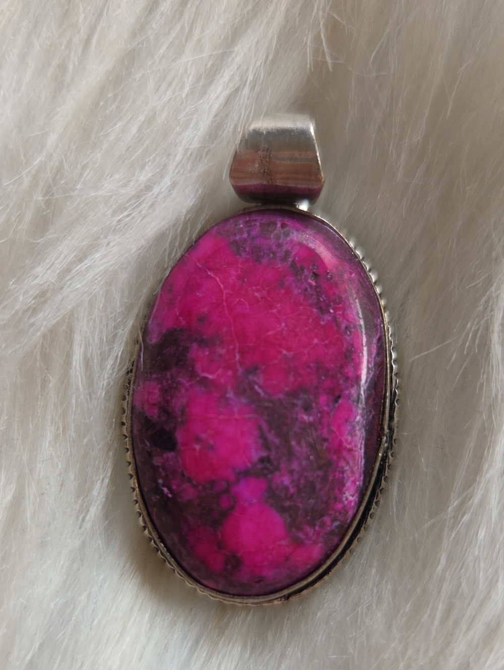 Amazing Pink Turquoise Silver Plated Gemstone Necklace Pendant